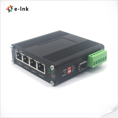 산업용 4포트 10/100/1000Base-T + 1포트 100/1000Base-X SFP 이더넷 스위치 110~230VAC 입력