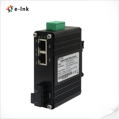 미니 산업용 1 포트 100Base-FX에서 2 포트 10/100Base-T 60W PoE++ 미디어 변환기