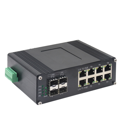 산업용 8포트 10/100/1000T 802.3at PoE + 4포트 1000X SFP 이더넷 스위치