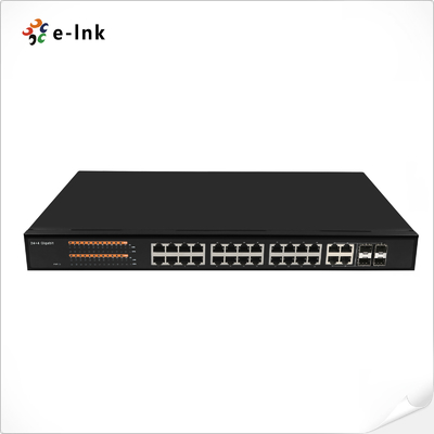 관리된 24-포트 10/100/1000T 802.3at PoE + 4-포트 100/1000 SFP 컴보 이더넷 스위치
