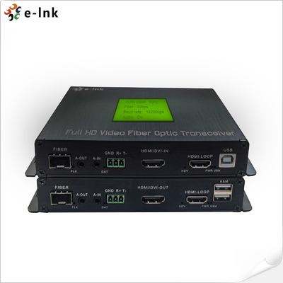Cloud managed Multi-function DVI Fiber Converter 1Ch 1080P DVI + USB KVM + 1Ch RS232 + 1Ch Bidi Stereo Audio + GPIO