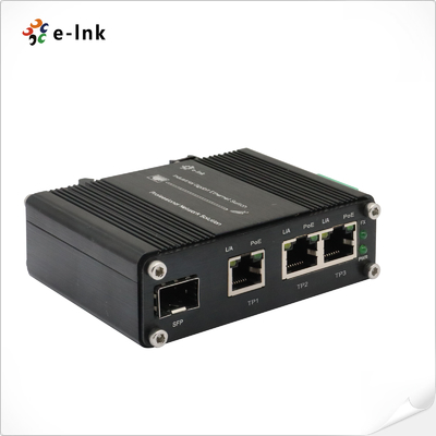 미니 산업용 3포트 10/100/1000T 802.3at PoE + 1포트 100/1000X SFP 이더넷 스위치, 12~48VDC 입력 및 전압 부스터 포함