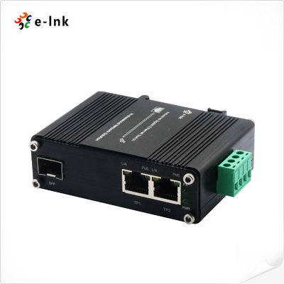 미니 산업용 1-포트 100/1000X SFP to 2-포트 10/100/1000T 90W PoE++ 미디어 컨버터, IEEE802.3af/at PoE+(30W) 또는 IEEE802.3bt PoE++ (90W) 지원