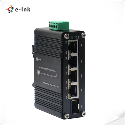 미니 산업용 4포트 10/100/1000T 802.3at PoE + 1포트 100/1000X SFP 이더넷 스위치, 12~48VDC 입력 및 전압 부스터 포함