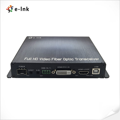1채널 1080P DVI + 1채널 USB KVM + 1채널 RS232 + 1채널 양방향 스테레오 오디오 + 1채널 GPIO 광섬유 연장기
